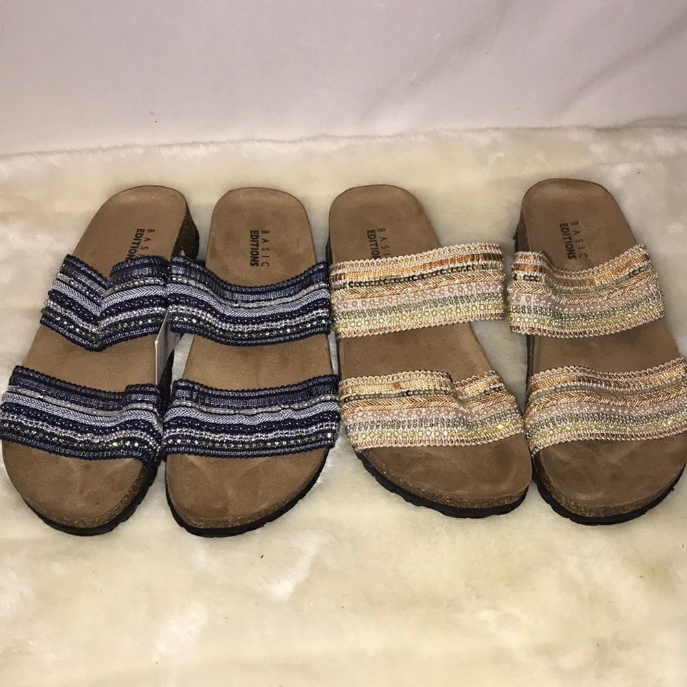 2 pairs of Basic Edition Women’s slip on sandals